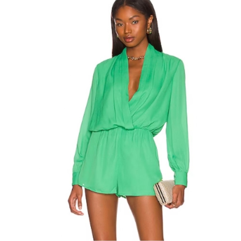 Superdown Vibrant Green Long Sleeve Romper